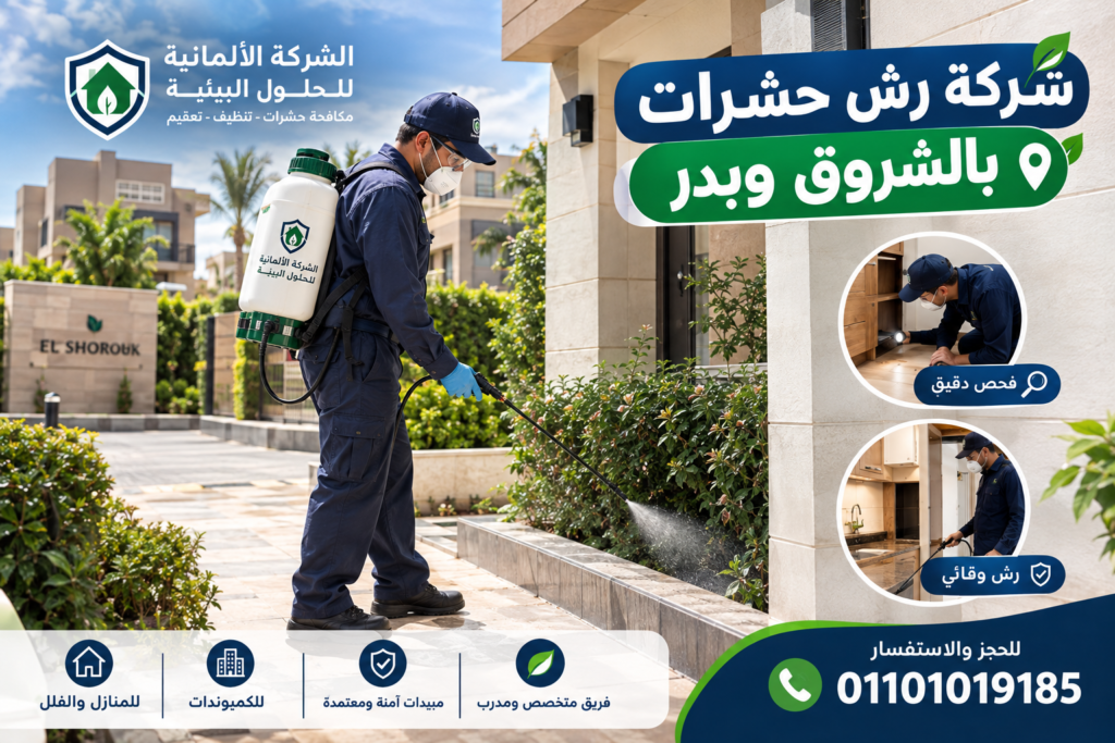 شركة رش حشرات بالشروق وبدر لتحصين المباني والكمبوندات - الشركة الالمانية للحلول البيئية