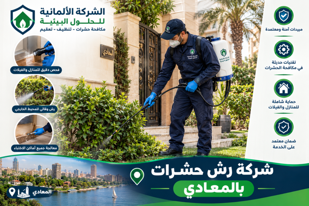 شركة رش حشرات بالمعادي لتحصين الشقق والفيلل - الشركة الالمانية للحلول البيئية