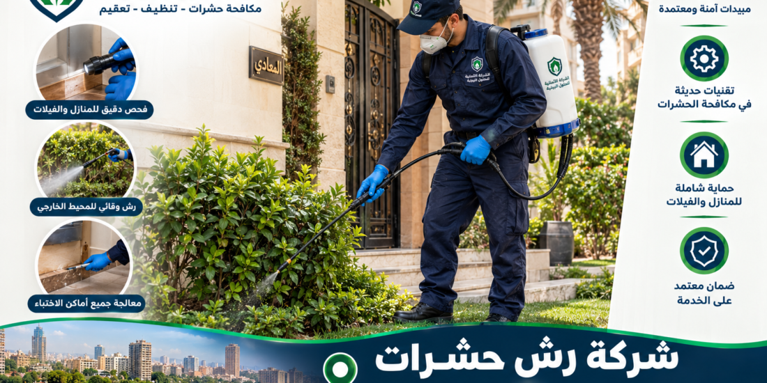 شركة رش حشرات بالمعادي: الدليل الشامل لإبادة وتحصين الفيلل والشقق والأثاث 2026